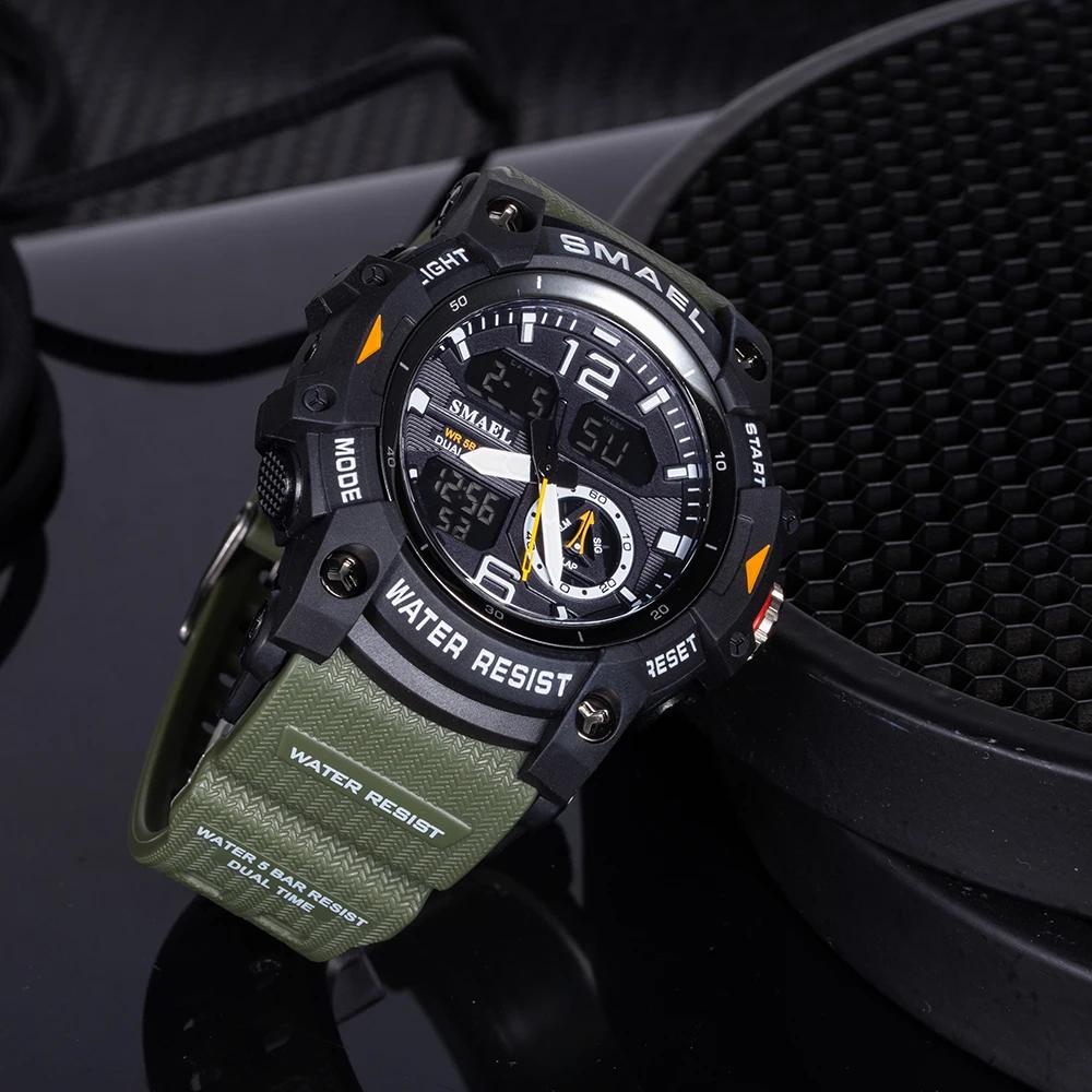 SMAEL-Montre-bracelet de sport militaire pour homme, chronomètre d'alarme, rétroéclairage numérique