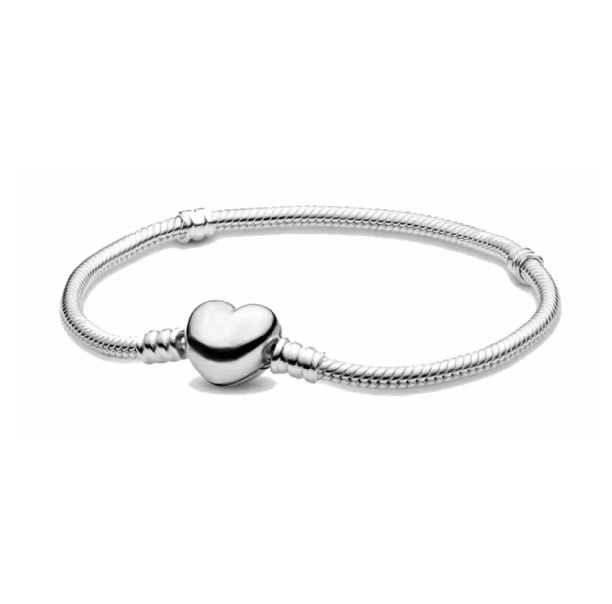 Bracelet en argent pur 925% pour femmes, zircon en forme de cœur romantique, bijoux à breloques orig