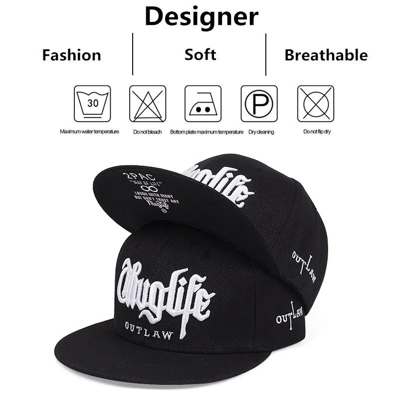 Thuglife-Casquette de Baseball Hip Hop pour Adulte, Chapeau de Plein Air Décontracté, Réglable, 1 Pi