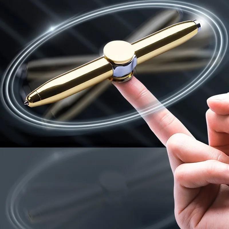Stylo LED multifonction créatif, gyroscope de décompression rotatif, stylo à bille en métal, fournit