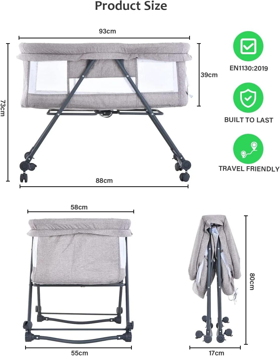 Berceau pliant 2 en 1 et couffin à bascule - Couffin pour nouveau-né réglable et portable