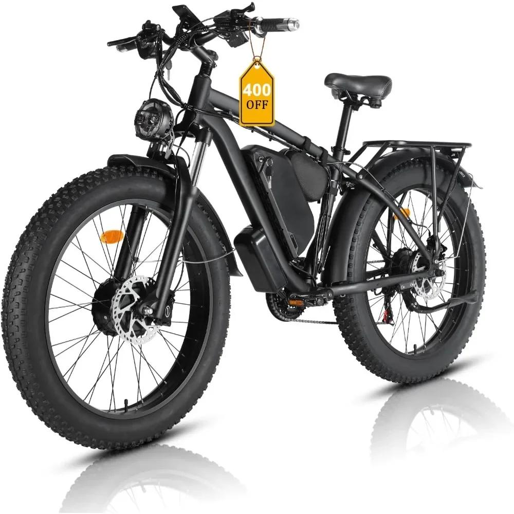 % un vélo électrique pour adultes, batterie au lithium amovible à double moteur 2000 W 48 V/22,4 Ah
