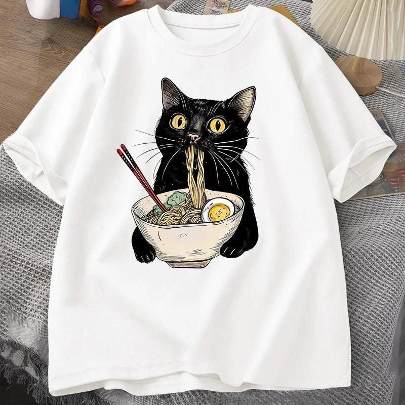 NrelucRamen-T-shirt à manches courtes pour hommes et femmes, T-shirt décontracté rétro, Économie pou