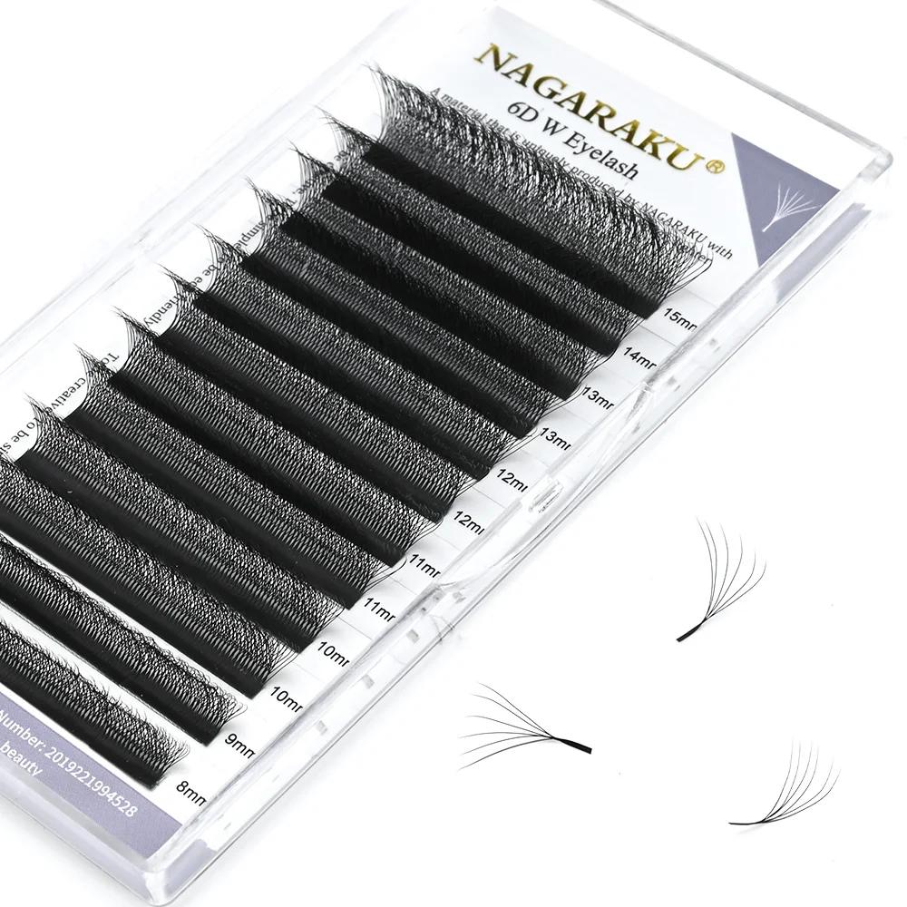 NAGARAKU 6D W forme floraison automatique Bloom ventilateurs préfabriqués Extensions de cils lumière