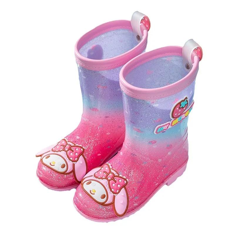 Bottes de pluie pour filles Kuromi Kitty, nouvelle collection Sanrio 2026, chaussures antidérapantes