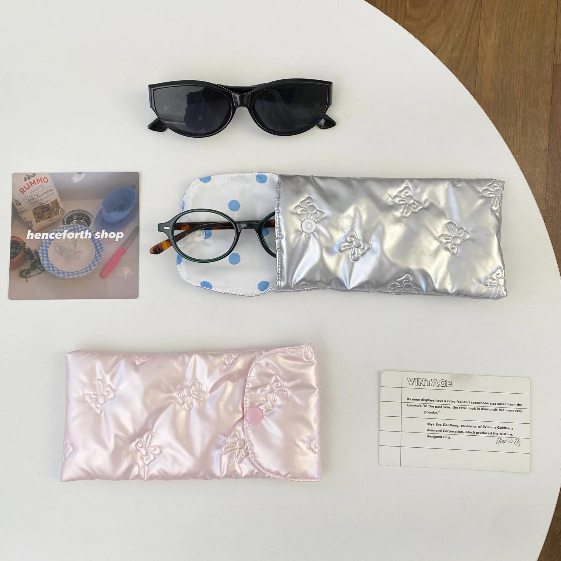 Étui à lunettes à nœud pour femmes, Portable, rembourré en coton, Anti-écrasement, sac de rangement