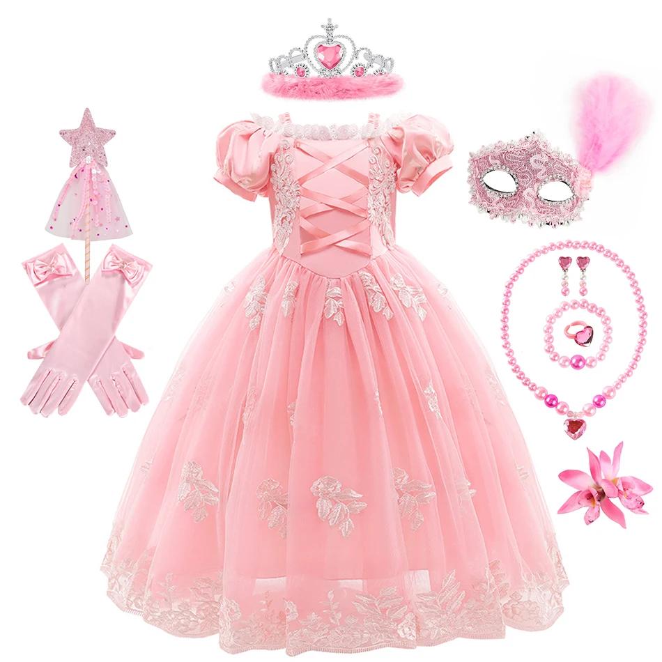 Robe de princesse rose Raiponce pour filles, costume de cosplay, robe élégante pour enfants, carnava