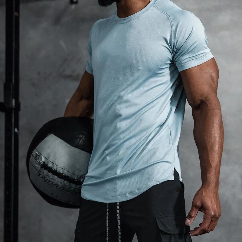 Chemise manches courtes homme 2025 séchage rapide - Sweat fitness course hydratant col rond - Entraînement sport