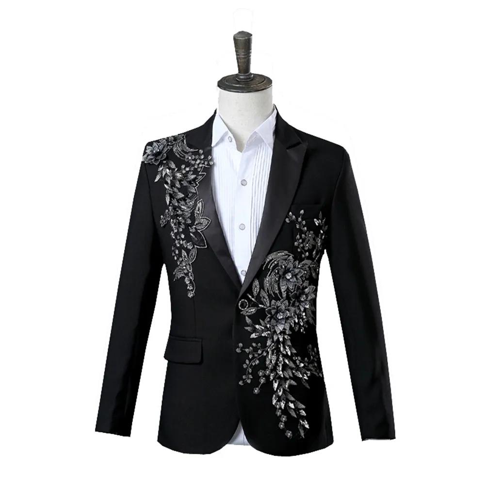 Costume deux pièces élégant pour hommes, avec des appliques, pour Banquet de mariage, hôte de danse,