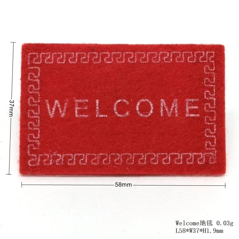 Tapis Miniature pour maison de poupée, 2 pièces, tapis de bienvenue noir, accessoires pour maison de
