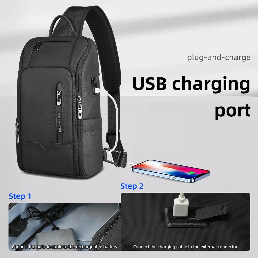 HcanKcan mode hommes sac à bandoulière multifonction USB sac à bandoulière étanche sac de messager t