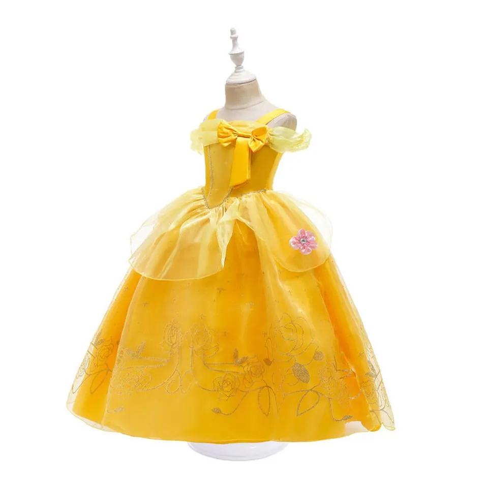 Fille Belle habiller sans manches florale enfants fête princesse Costume enfants la Belle et la bête