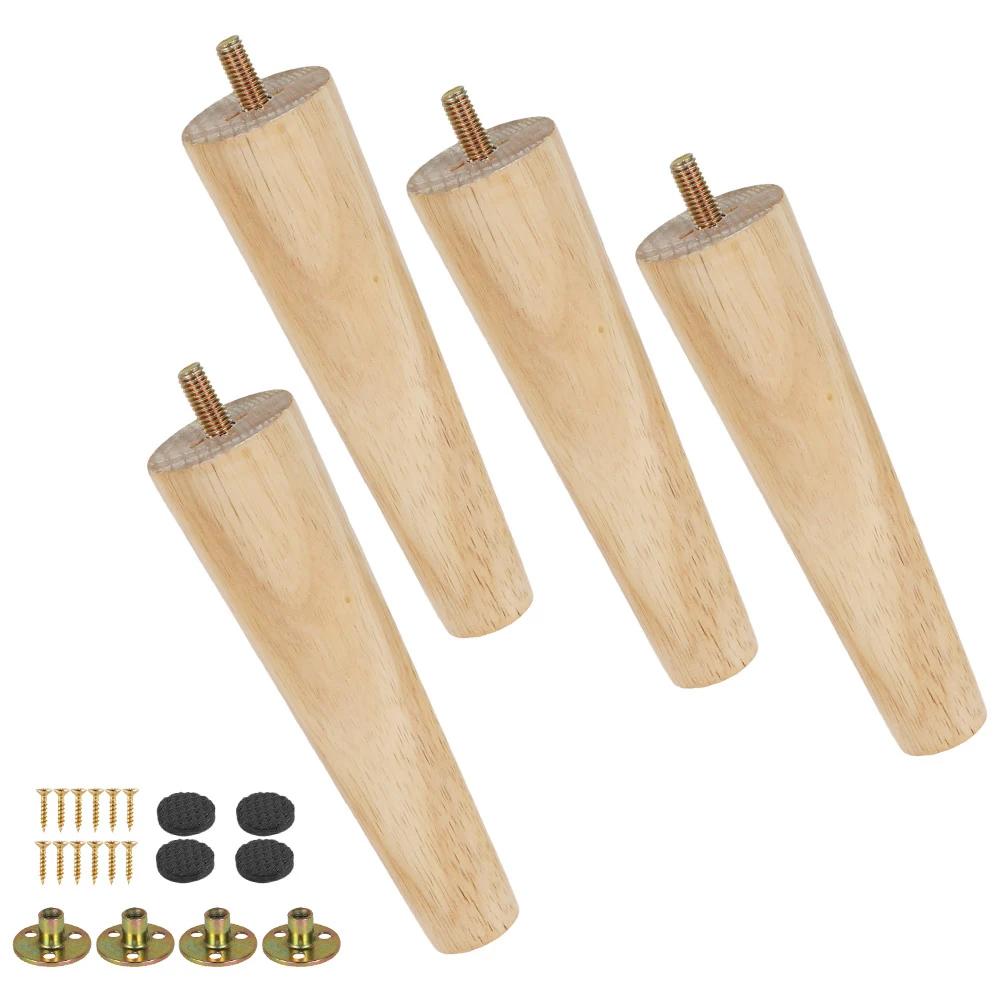 4 ensembles de pieds de meubles en bois massif, Kit de pieds de Table droits obliques, pieds de chai