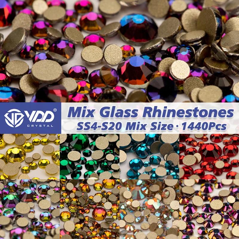 VDD mélange taille SS4-SS20 1440 pièces verre cristal Strass Flatback haute qualité Strass pierres p