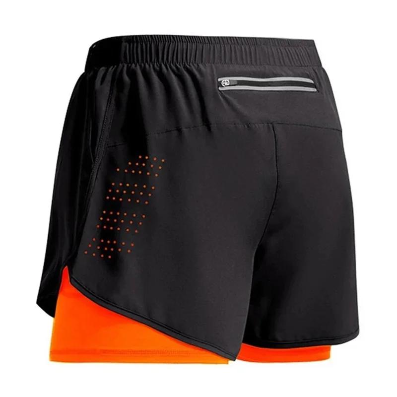 Short de course pour hommes séchage rapide Fitness ventiler Double couche Shorts hommes nouveau Spor