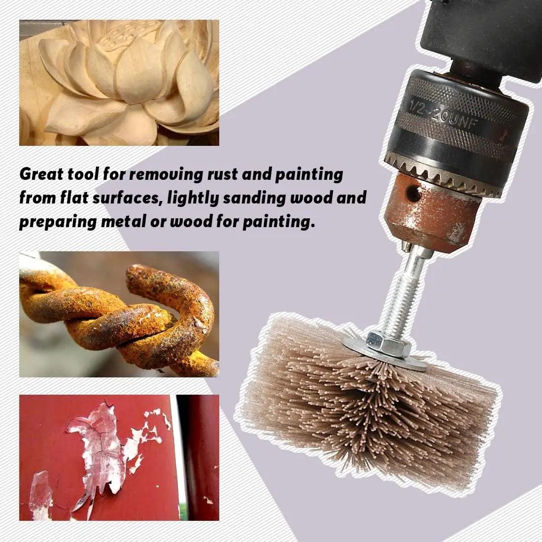 Tête de meulage en fil abrasif en Nylon de 80mm, brosse de roue, perceuse électrique, brosse de poli