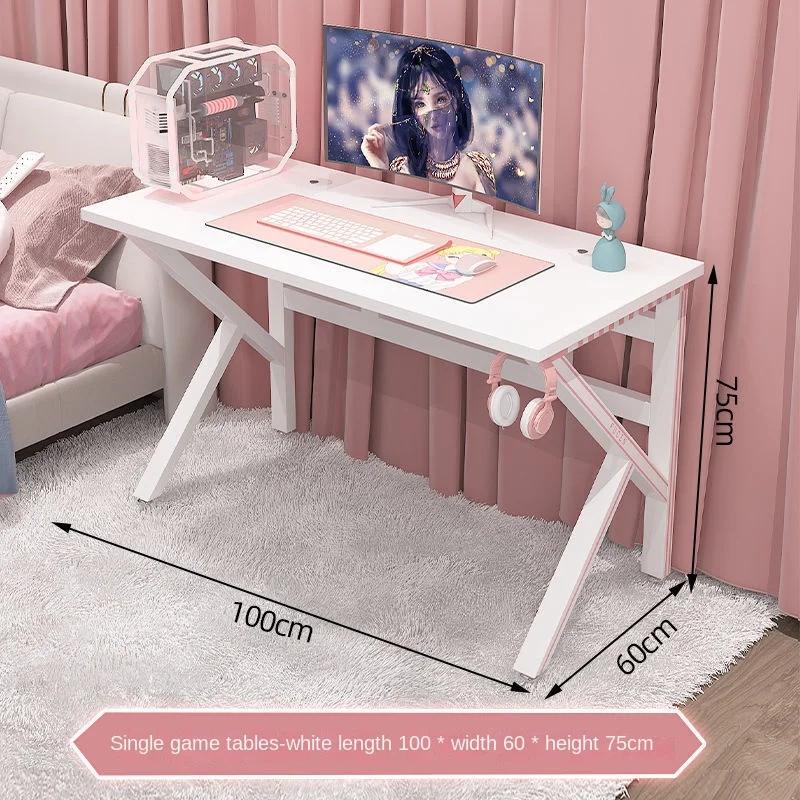 Bureau de jeu rose pour filles, robuste, blanc, mignon, jeu en famille, ordinateur en direct, pour c