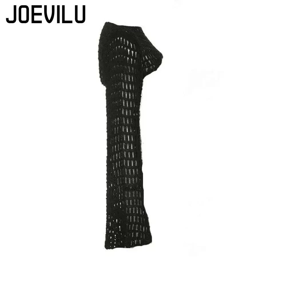 Haut court ajouré en tricot au Crochet pour femmes, chemisier Sexy Y2k, chemises à manches longues é