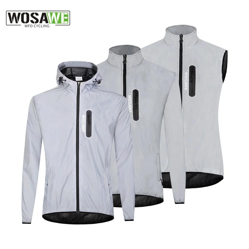 WOSAWE Veste entièrement réfléchissante avec capuche Coupe-vent imperméable haute visibilité Hommes