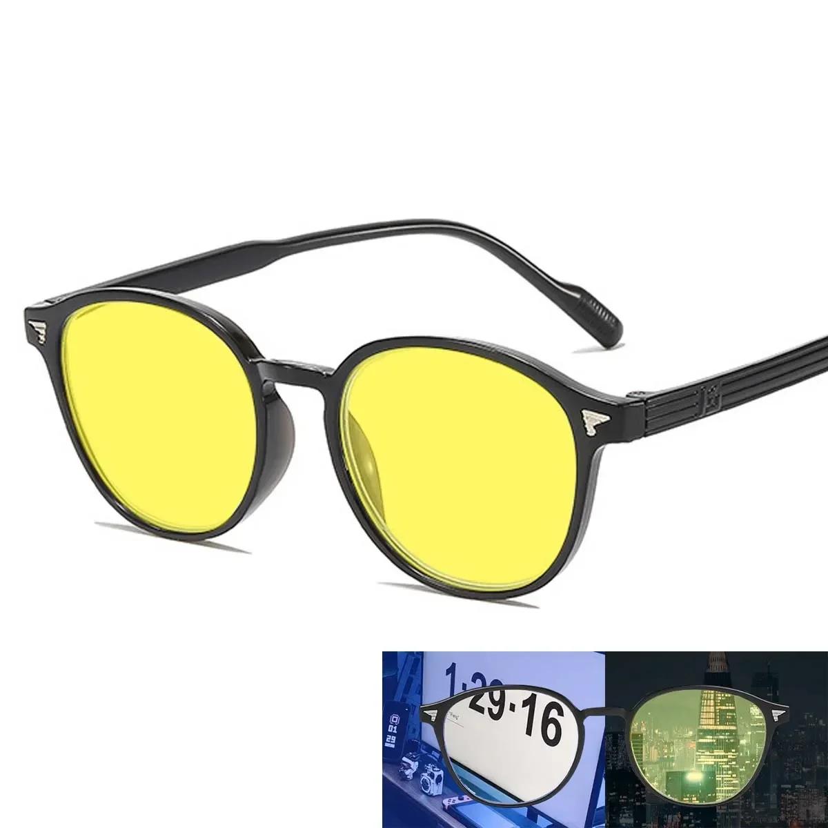 Lunettes de Vision nocturne à lentille jaune à monture ronde pour hommes et femmes, ultralégères, bl