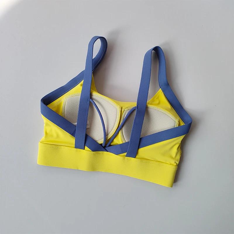 Soutien-gorge de sport à dos ouvert pour femme, sous-vêtements de course, yoga, fitness, gym, haut c