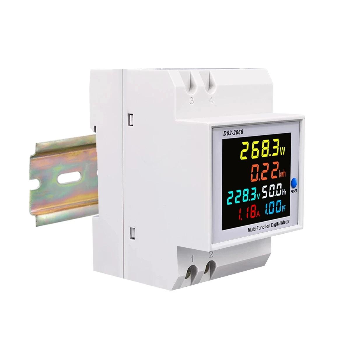 Compteur d'énergie monophasé sur Rail Din, moniteur d'utilisation d'électricité AC 40-300V 100A, vol