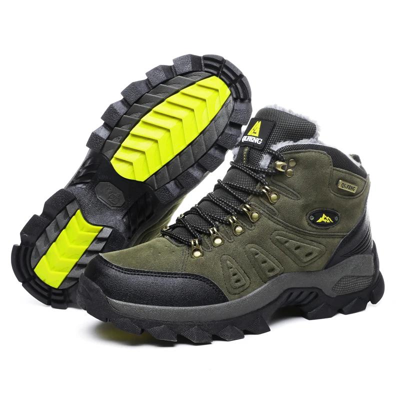 Grande taille 48 bottes de randonnée hommes été hiver en plein air fourrure chaude antidérapant mode