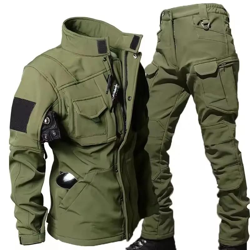 Ensembles tactiques imperméables en peau de requin pour hommes, polaire épaisse, nouvelles vestes de