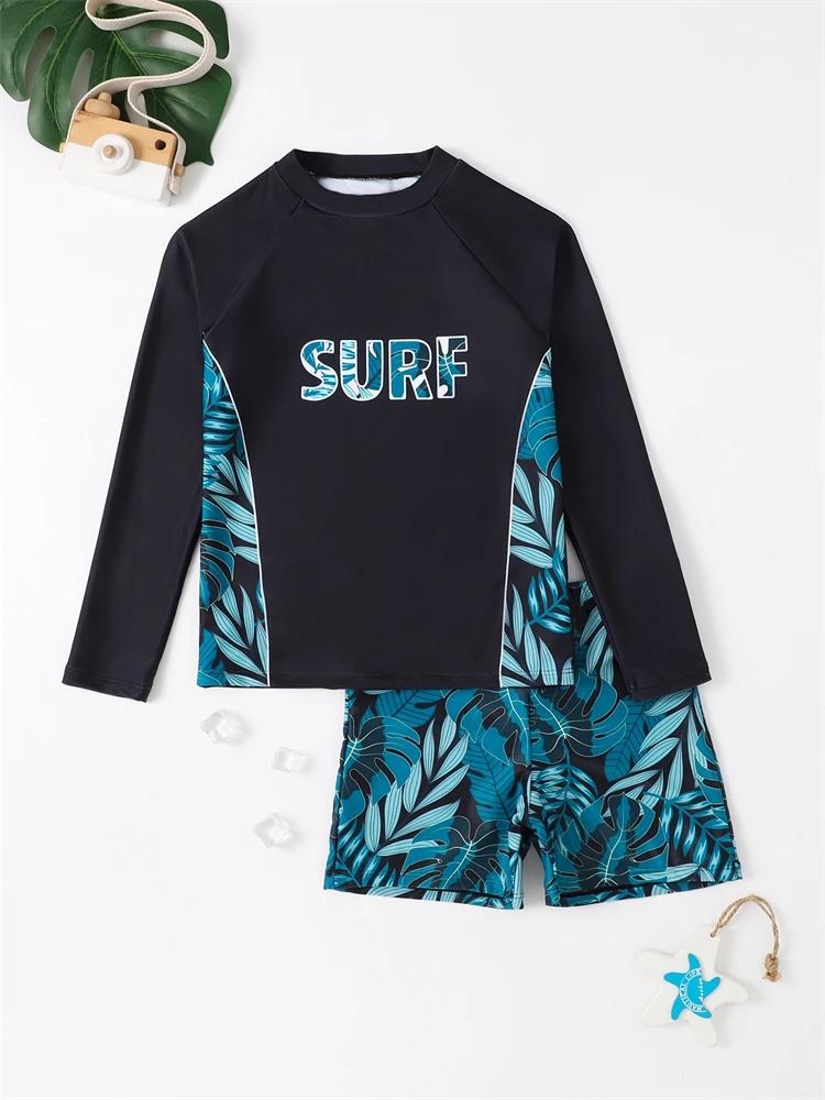 Garçon maillot de bain 2026 nouveau solide et imprimé à manches longues maillots de bain pour enfant