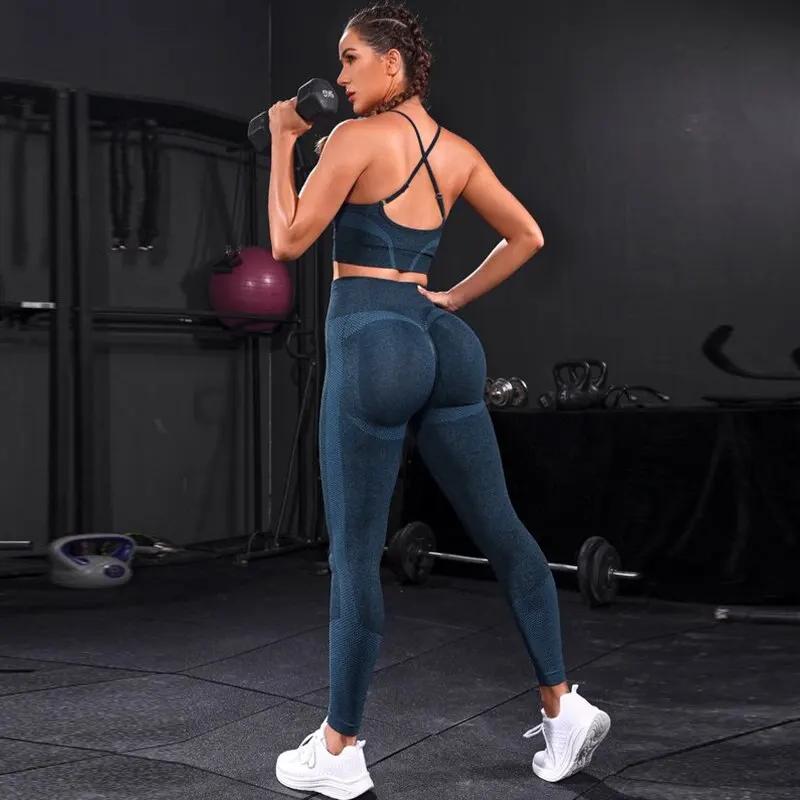 Ensemble de yoga sans couture pour femme, survêtement 2 pièces, vêtements de sport d'entraînement, l