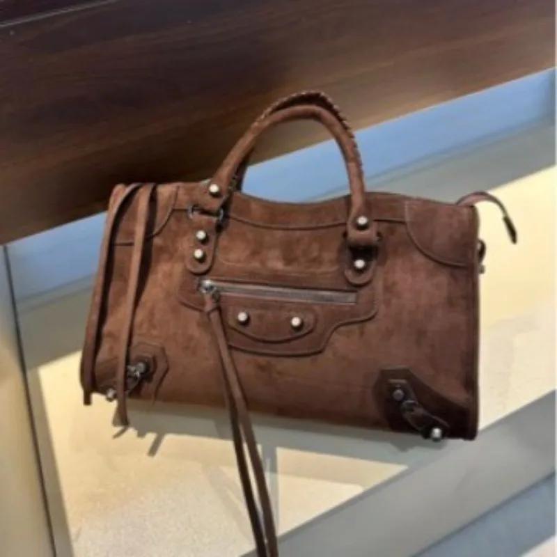 Sac en daim vintage tendance, design unisexe, sac à main décontracté polyvalent, sac bandoulière pou