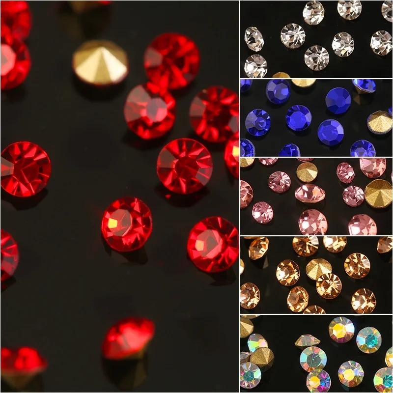 Strass en cristal pour Nail Art, 1000 pièces, verre Super brillant, fond pointu, paillettes, diamant