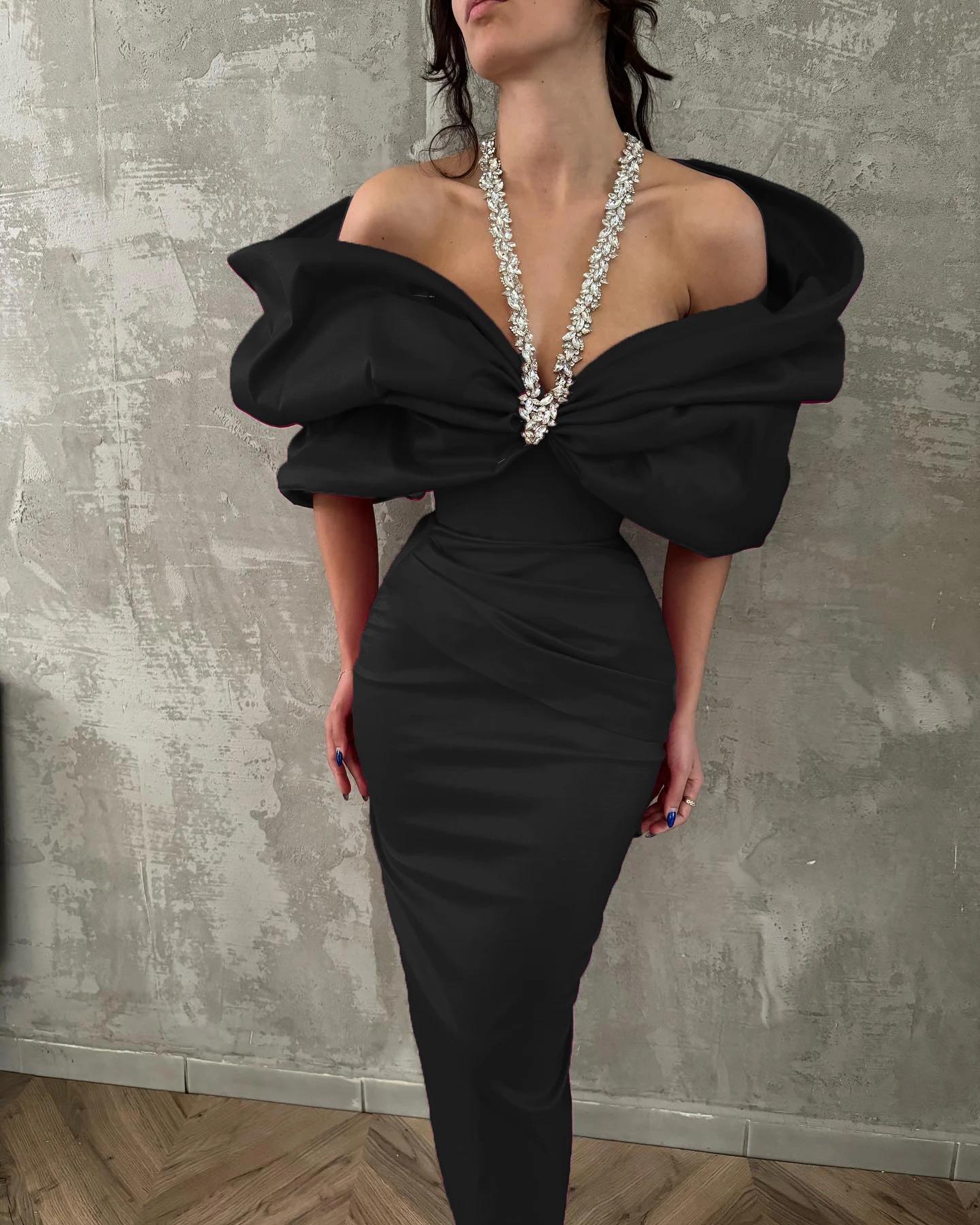 Rouge noir femmes Sexy licou hors de l'épaule cristal volants moulante longue robe de pansement disc
