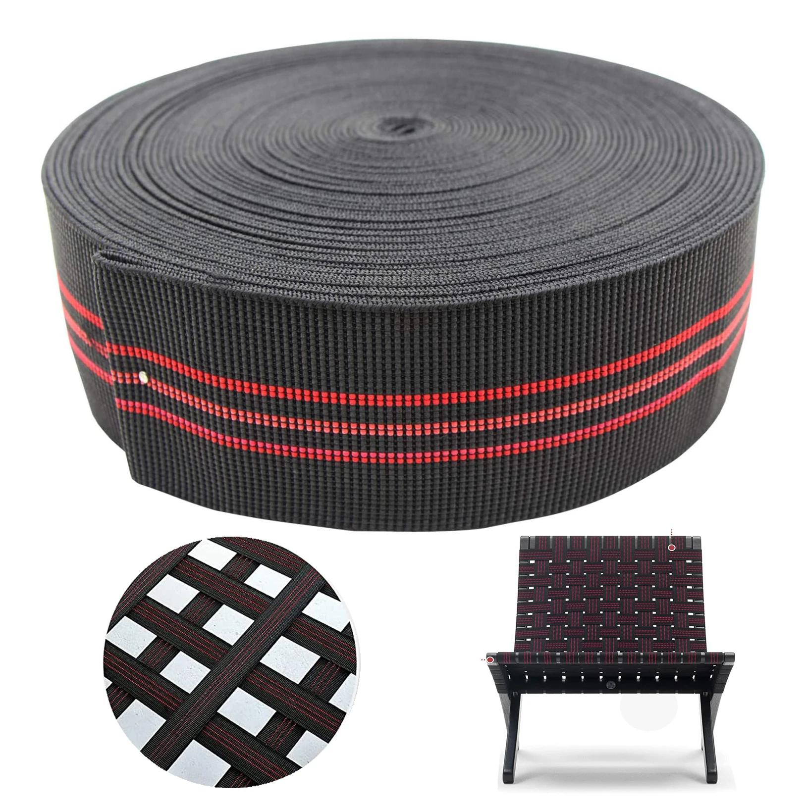 Sangle de chaise noire, élastique, ceinture élastique, 2 "de large, quarante rouleau de 36 pieds/472