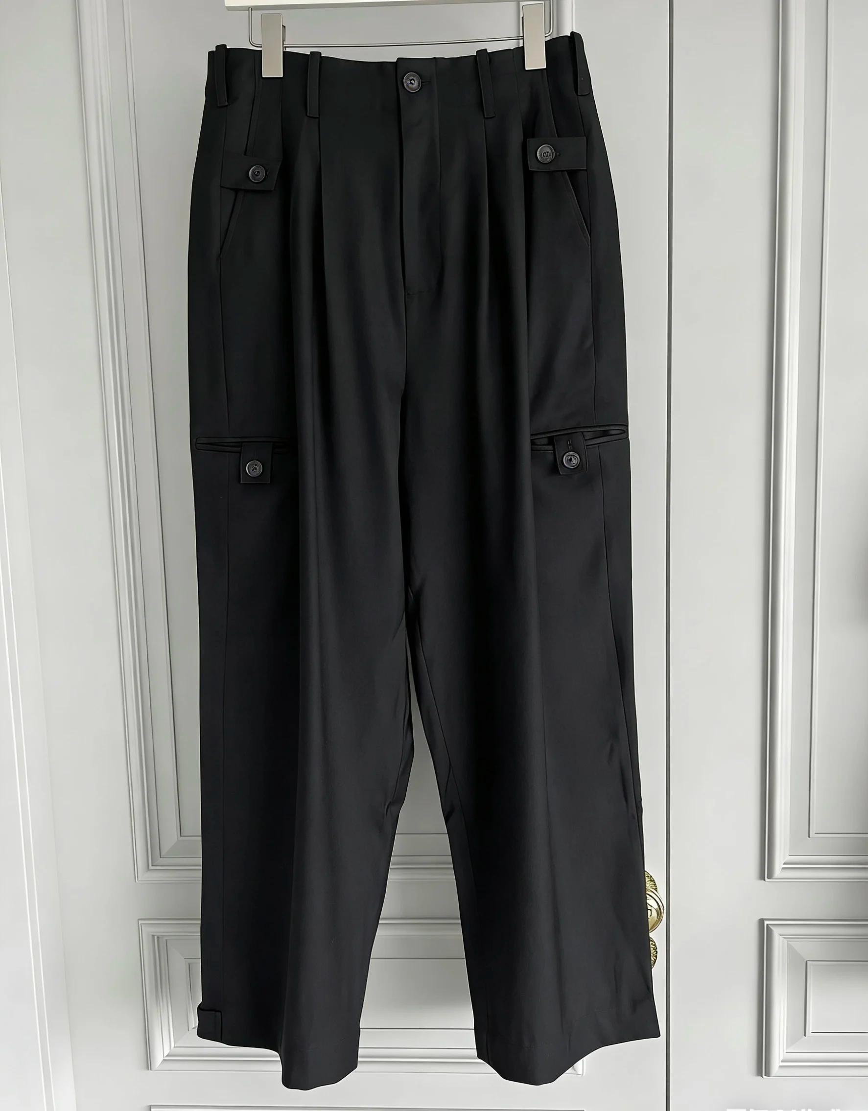 Pantalon long décontracté ample et formel pour hommes, design original TOP-YAMAMOTO, couleur unie, p