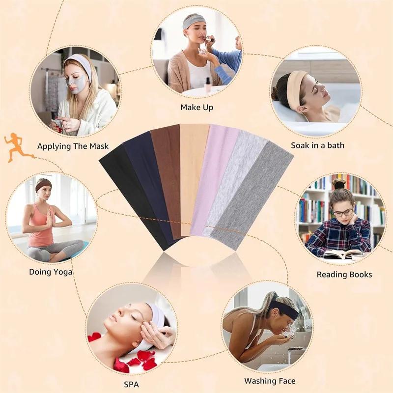 7 pièces bandes de cheveux élastiques solides bandeau de Yoga femmes hommes Simple sport course abso