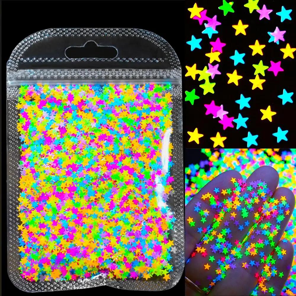 10g néon étoile/lune/herbe fluorescente ongles paillettes coloré étoile conception paillettes flocon