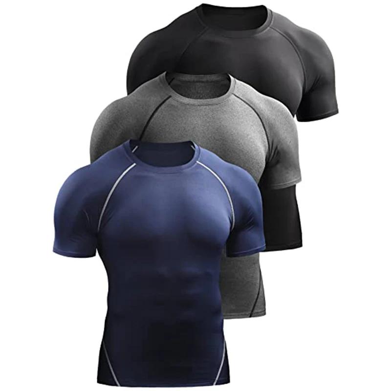 2025 Compression T-shirt hommes vêtements de Sport d'été course T-shirt élastique séchage rapide Spo