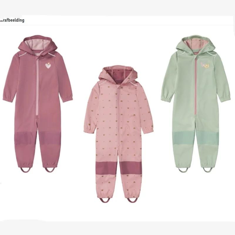Combinaison softshell pour enfants au printemps et en automne, avec velours ajouté, propriétés imper