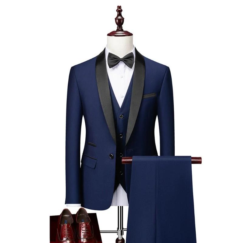 Costume 3 pièces pour homme, taille US, col à revers noir, veste, gilet et pantalon / Tenue de cérém