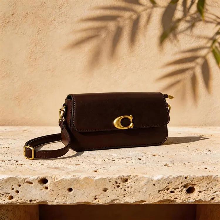 Sac à main de luxe pour femme avec rabat, nouvelle collection 2026, boucle métallique, détails en da