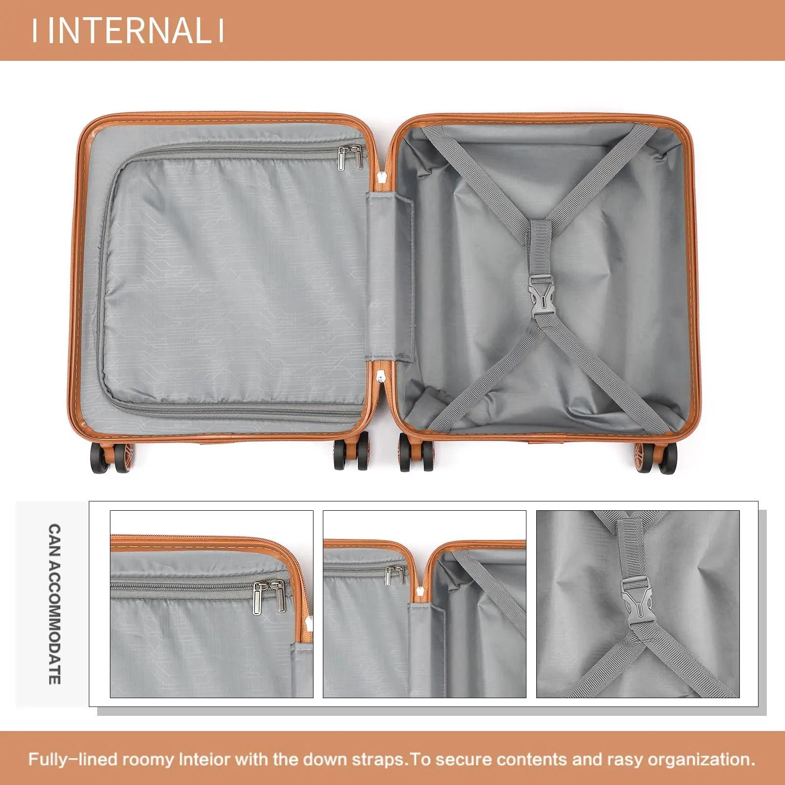 KONO mallette à main 45x36x20 cm étui rigide léger avec 4 rouleaux et serrure TSA Easyjet