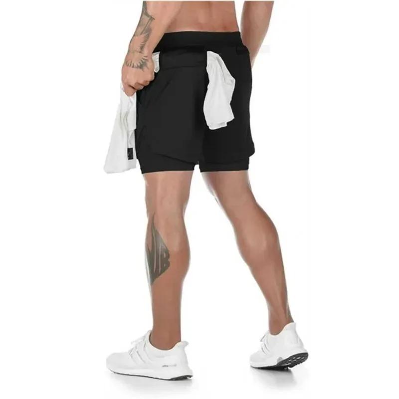 Short d'entraînement d'été 2 en 1 pour hommes, short de Compression de Performance de gymnastique av