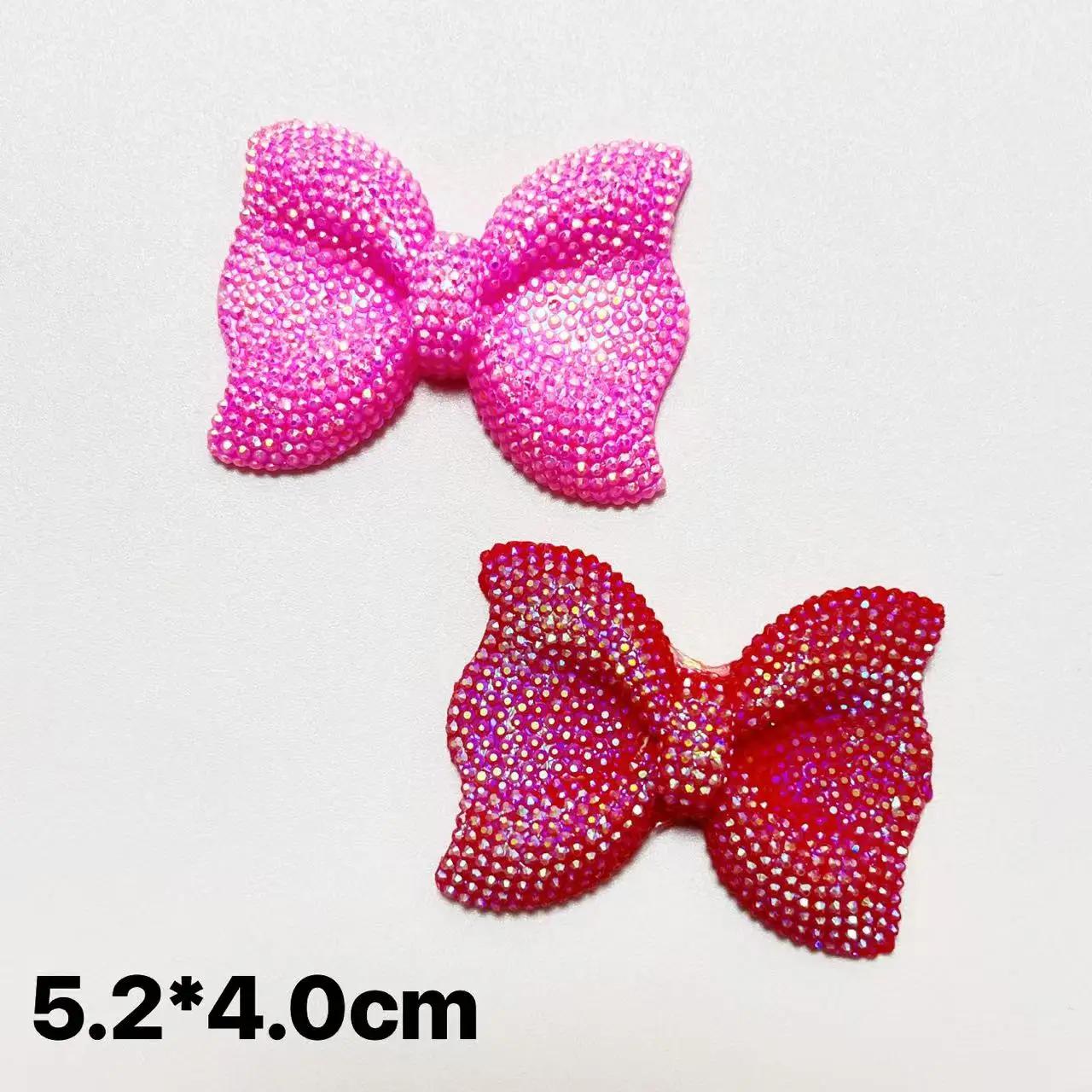2 pièces de luxe Kawaii Rose blanc rouge grande taille résine AB couleur dos plat arc indésirable co