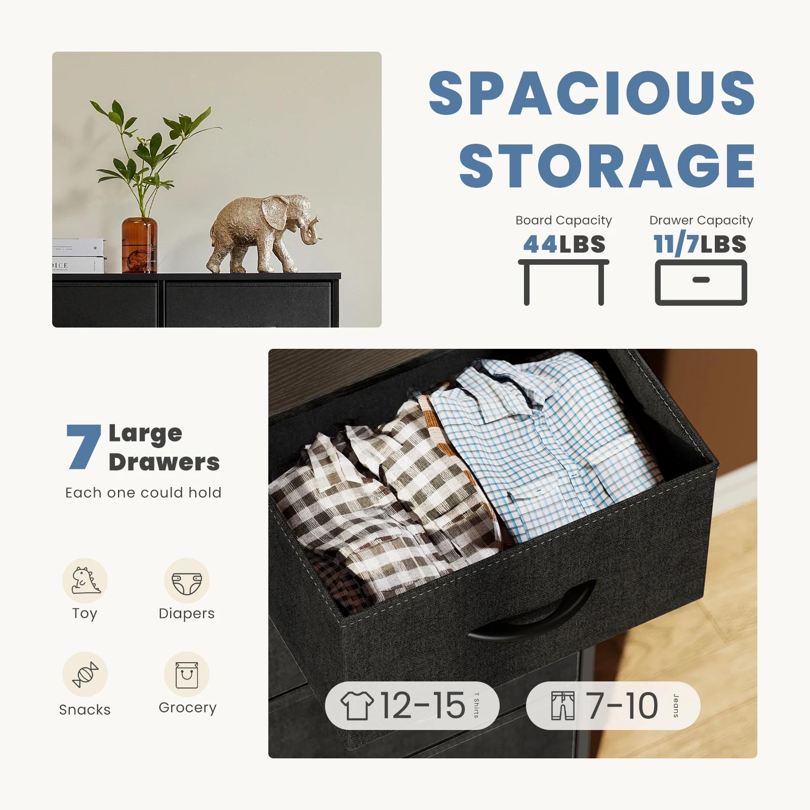JHK Desser pour chambre à coucher avec 7 tiroirs en tissu organisateur placard de rangement poitrine