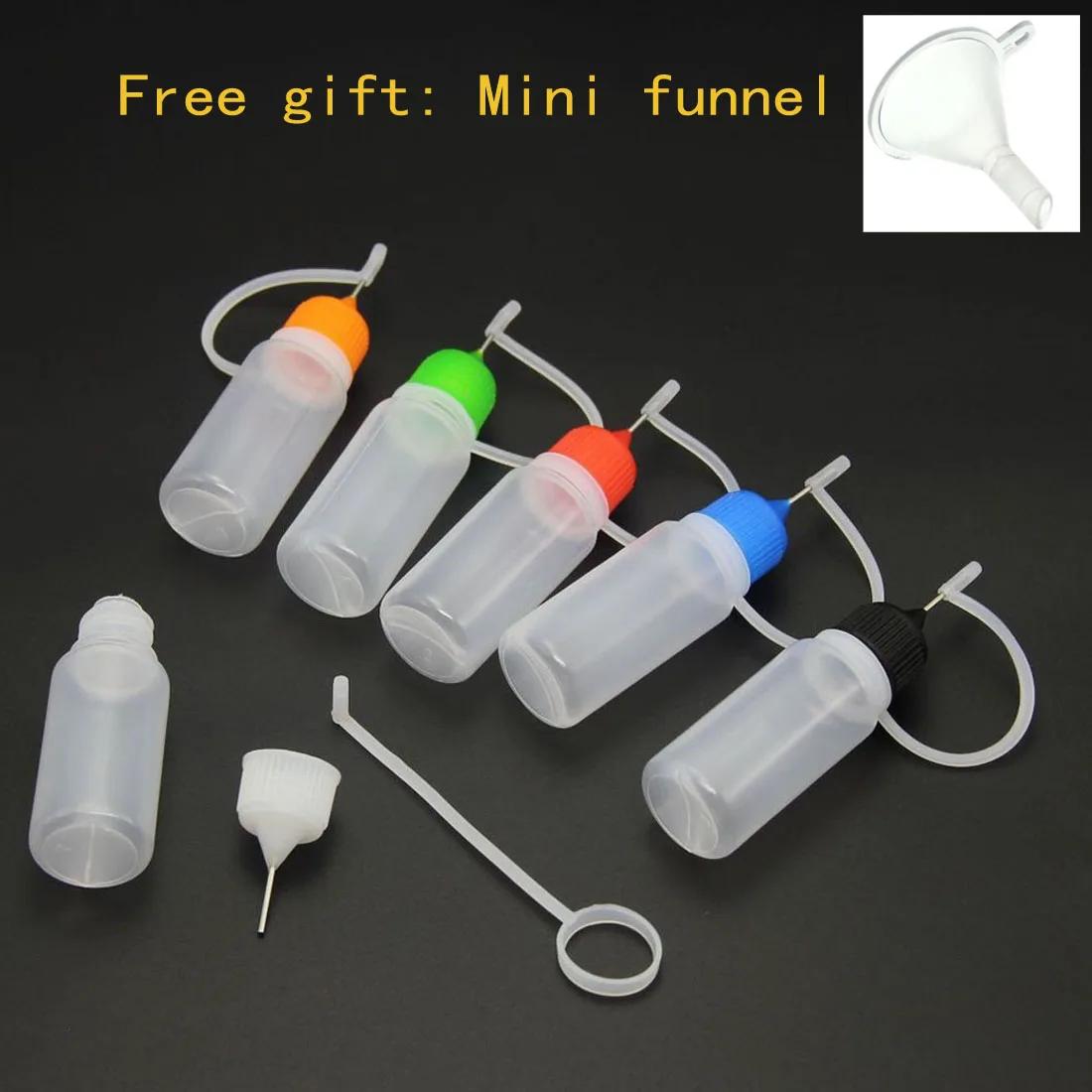 Bouteilles à presser en plastique de 10ml, pointe d'aiguille, applicateur de colle PE, outil artisan