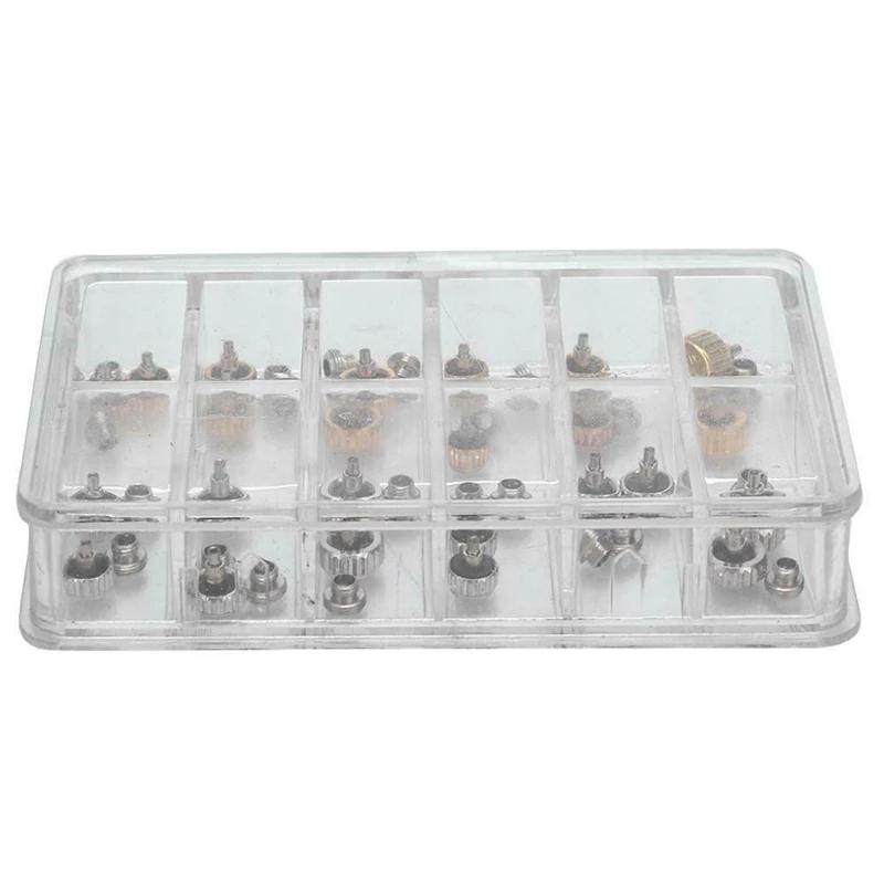 Couronnes de montre étanches, outils de réparation de remplacement assortis avec boîte, 48 pièces