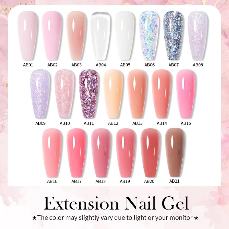 BORN PRETTY 30ml paillettes Gel acrylique Extension de doigt vernis à ongles argent rose Extension G