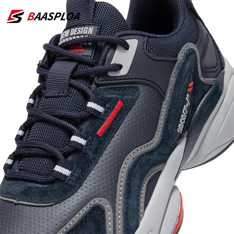 Baasploa chaussures de course légères pour hommes baskets décontractées en cuir de créateur à lacets