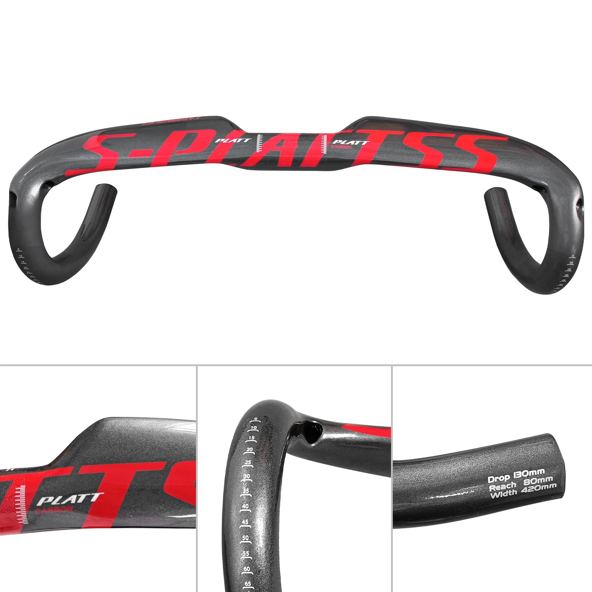 Guidon de vélo de route en carbone 400/420/440mm, routage interne brillant, accessoires de vélo
